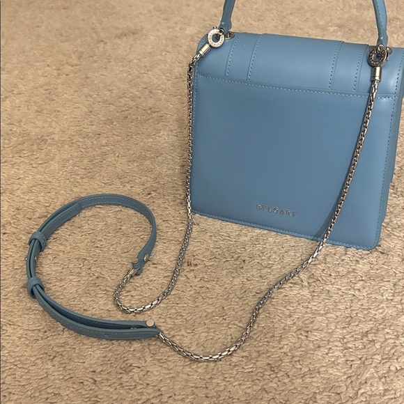 Bvlgari Bulgari Serpenti Forever Top Handle Blue Silver Hardware Snake Head - Picture 10 of 14